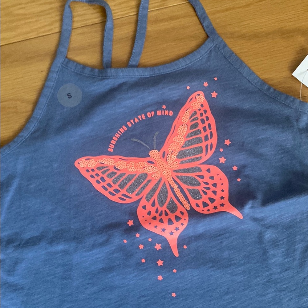 GAP Blue Camisole with Pink Butterfly Design - Picture 2 of 5